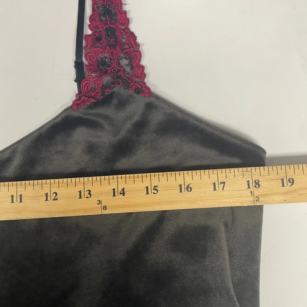 Gilligan & O'Malley Black Velvet Lace‎ Sequin Chemise Slip Dress Womens Large